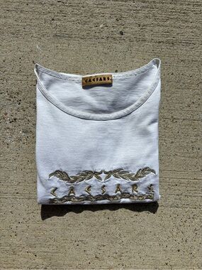Caesars White Embroidered Logo Tee